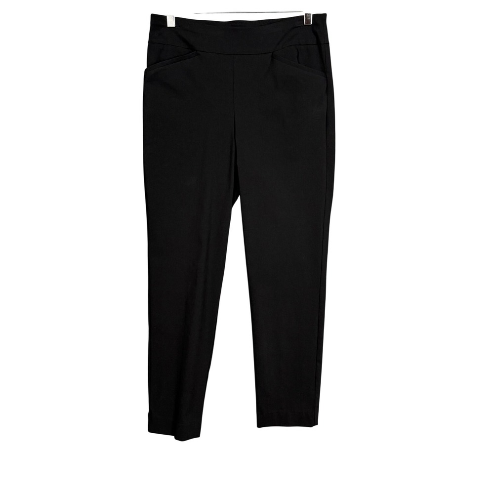 Chicos Pants .5 Womens 6 Black Pull On Trousers Slim Leg Stretch Career Stretch